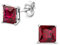Orovi Schmuck Damen Rechteckige, quadratische Ohrringe Gold mit Edelstein/Geburtsstein Rubin in Rot klassische Ohrstecker aus Weißgold 9 Karat / 375 Gold Edelstein schmuck