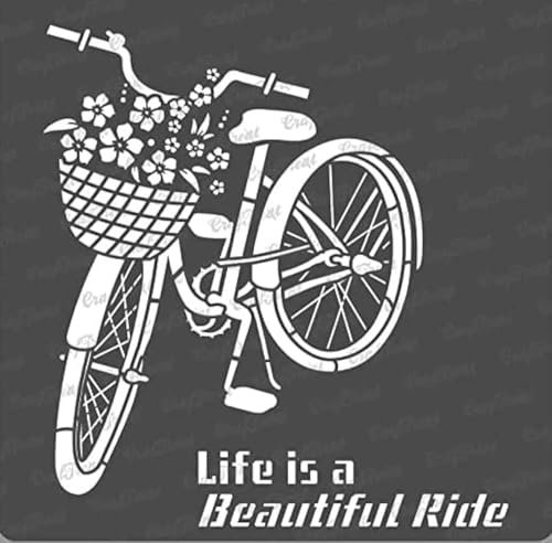CrafTreat Wiederverwendbare Fahrrad-Schablonen zum Malen auf Holz, Wänden und Fliesen – Life is a Beautiful Ride – 15,2 x 15,2 cm – DIY-Kunst- und Bastelschablonen für die Heimdekoration