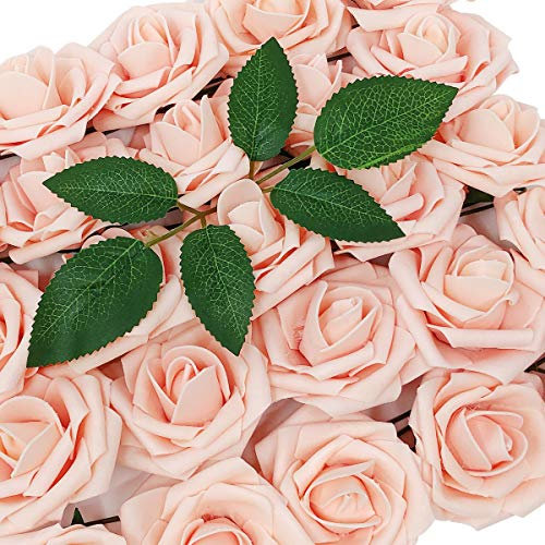 Wrapables Artificial Rose Flower, Real Touch Flowers for DIY Wedding Bouquets and Centerpieces, Blush künstliche Blumen