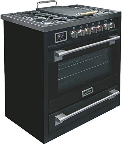 Kaiser HGE 93505 S Gas Eléctrico Cocina 90cm/Horno Eléctrico/Estufa 115L / Placa de cocción de gas/ 4,5 Kw WOK/ 8 funciones/Autolimpiación/Gas natural y propano posibles/Calidad de lujo