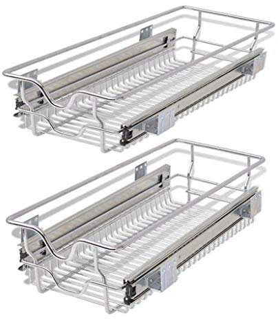 yorten Einbauschublade Korbauszug 2 Stück Drahtkörbe Korbauszug für 30 cm breite Küchenschränke Stahldraht Belastbarkeit Jeweils 25 kg
