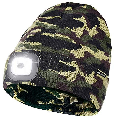 Unisex LED Lighted Beanie, Unisex USB Rechargeable Headlamp Hat, Cap with Light Hands Free Head Torch, Winter Warm Gifts for Men and Women