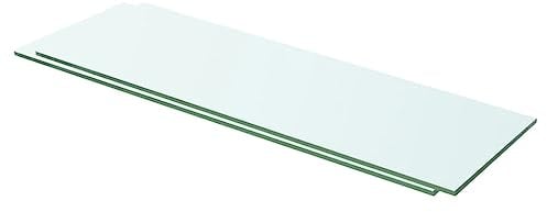 vidaXL 2X Estantes Panel Montados Colgante Cristal Hojas de Pared Forma de Almacenamiento Estantería de Exhibición de Vidrio Transparente 60x15 cm