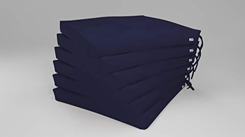 Rollmayer 6er Set Stuhlkissen mit Steppung Stuhlauflage Sitzkissen Sitzpolster Auflage für Stühle in Haus und Garten Kollektion Vivid (Dunkel Blau 16, 40x40x4cm)