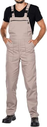 Mazalat Lange Latzhose mit Multifunktionstaschen Berufsbekleidung für Handwerker, Maurer, Dachdecker, Schreiner, Elektriker und viele andere | Hohe Qualität Made in EU, Beige, XXL