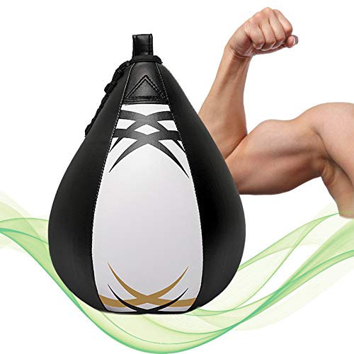 ZhiLianZhao PU Boxbirne Hängende Boxing Ball Fitness Trainings Hängende Boxball Mit Haken Zum Training Reaktionsgenauigkeit Beweglichkeit Ausdauer,Schwarz