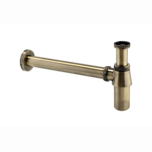 ENKI, W27, Traditional Round Washbasin Sink Bottle Trap Waste, Antique Brass