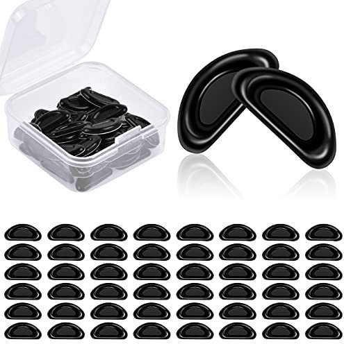 Jinlaili 25 Paare Brillen Nasenpads, Klebstoff Brile Nasenpads, Rutschfeste Brille Nasenpads Weiche Silikon, Brillen Reparatur Set, für Brillen und Sonnenbrillen, 15 x 7 x 2 mm (Schwarz)