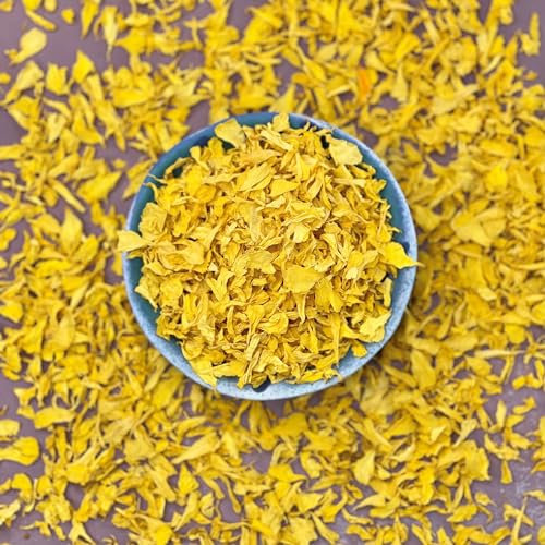 Edible Yellow Marigold - 100g - Natural Dried Petals - Certified Food Grade (207)