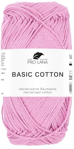 Pro Lana BASIC COTTON Baumwollgarn 50 g ideal für Kleidung, Spielzeug, Accessoires 125 m, Farbe:242 - blüte
