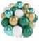 AOLOA Green Gold Balloons Set - 60PCS 12 Inch Metallic Dark Green & Gold Balloons with Ribbons for Birthday, Baby Shower, Jungle Safari Party