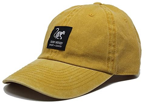 DRESSED IN MUSIC PLAY WITH ME Baseballmütze Classic Surf Monkey® - Dad Cap aus Baumwolle ohne Struktur - Used-Look, Senf, One size