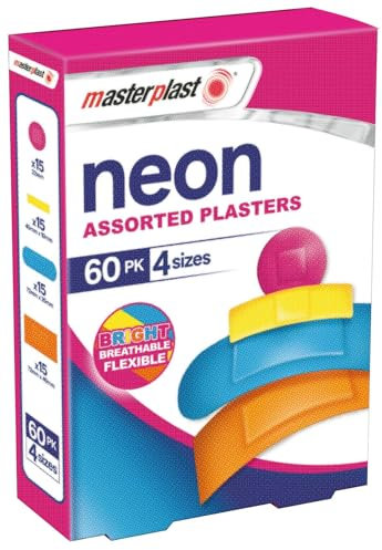 Masterplast Neon Pflaster, sortiert, 60 Stück, 4 Größen