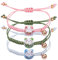 Yolev3 Glückskatze Armband - 3 Stück Maneki Neko Süße Lucky Cat Keramikperlenarmband Mit Berstellbarer Glocke - Fortune String Geflochtenes Glücksbringerarmband