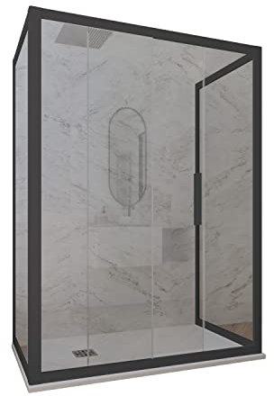 Deco Trio Duschkabine mit 3 Seiten, verschiebbar, 80 x 100 x 80 cm, PVC, Anthrazit, H 200 Glas, transparent, Modell