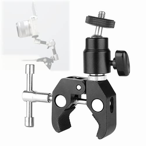 xlwen Klemme Stativ, Magic Arm mit Super Clamp Klemme, 360° Kugelkopfarm und 1/4 Zoll Schraube, für DSLR und Action-Kamera