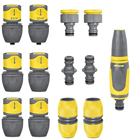 Jardibric - Lot de 8 Raccords Rapides Universels, 1 Lance d'Arrosage, 2 Réparateurs, 2 Connecteurs Rapides, 1 Nez de Robinet en Plastique - Arrosage Pratique et Fiable.
