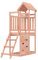 vidaXL Outdoor Wooden Playhouse – Solid Douglas Wood Playset with Rockwall & Ladder - Adaptable for Slides/Swings, Brown