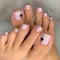 24Pcs Square False Toenails Nude Glossy French Black Heart Press on Toenails Short Stick on Toenails Acrylic Full Cover Artificial Summer Fake Toenails for Women and Girls Daily Decorations
