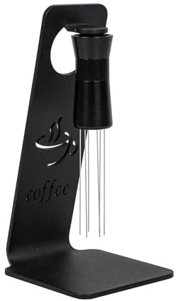 Pevfeciy Wdt Tool Espresso Nadel, Einstellbar Kaffee Nadel Distributor mit Ständer, 304 Edelstahl WDT Werkzeug für Barista,Schwarz