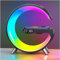 Neue Intelligente LED Tischlampe, 4 in 1 Wireless Charger Nachtlicht Lampe, App Steuerung Bluetooth Lautsprecher Wecker, Home Office Studie Nachttischlampe (Schwarz)