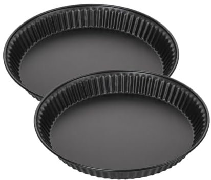 Zenker 9915150 Lot de 2 moules à quiche lorraine, moule à tarte, moule à tarte 28 cm, moule pour quiche, Acier, Noir, 28 x 4 cm