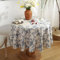 KUAOOAUK Blaue Blumen Pastoral Runde Tischdecke, 55 Zoll Vintage Baumwolle Leinen Tischtuch, waschbar Tischabdeckung mit Staub-Proof faltenbeständig für Indoor Outdoor Küche Essen Picknick Dekoration