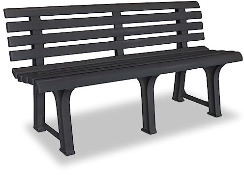 TJROO Gartenbank 145,5 x 49 x 74 cm, Anthrazit, Kunststoff, Möbel für Garten, Bank, Kunststoff, für den Außenbereich, Gartenbank, Outdoor-Bank, Gartenmöbel, Outdoor-Bänke