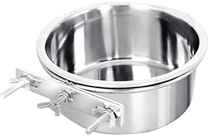 HUNAH Outdoor Dog Bowl - Stainless Steel Dog Water Bowl - Crate Water Bowl with Holder, Cage Coop Hook Cup Wall Mounted Pet Comfort Feeding Bowls
