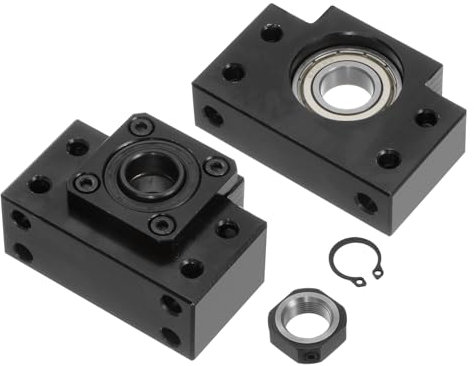 sourcing map Soportes Finales de Tornillo de Bolas BK15/BF15 con Tuerca de Tornillo de Bolas Metálica para Máquina CNC - 1 Juego