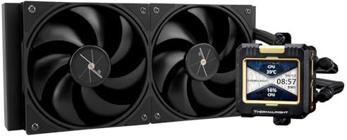 Thermalright FW240 Black CPU AIO Cooler,PC 360 Specification Water Cooler System,IPS LCD Screen with 320*240 Resolution,for AM5&Intel LGA1700/1851,High Performance Pump,Comes with 2.4-inch LCD Display