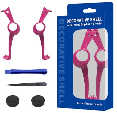 Cubierta decorativa de la cáscara de la piel de la tira con el pulgar Grip Caps Joystick Cubierta para PS Portal Remote Player Funda protectora con asa (Rosa)