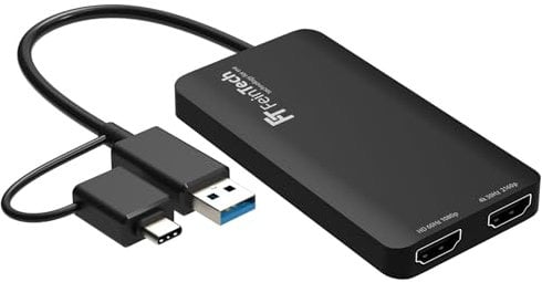 FeinTech CX200 USB Dual HDMI Adapter Splitter 2 Monitore gleichzeitig PC Windows Mac