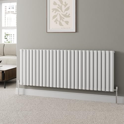 DuraTherm® 600 x 1560mm White Horizontal Designer Radiator Double Column Oval Tube Modern Central Heating Panel Bathroom Radiators
