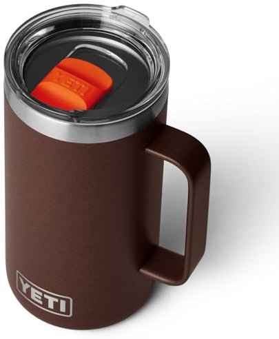 YETI Rambler Mug, Vacuum Insulated Stainless Steel Stackable Mug with Magslider Lid, Wetlands Brown, 24 oz (710 ml)