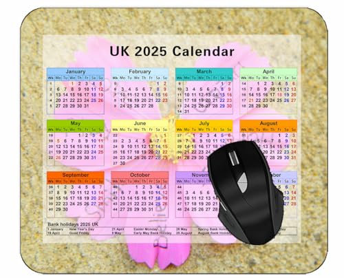 Gaming Mouse Pad 2025 Year CalendarFlower Line Petals Mouse Mat for Office Computers Laptop Men Women