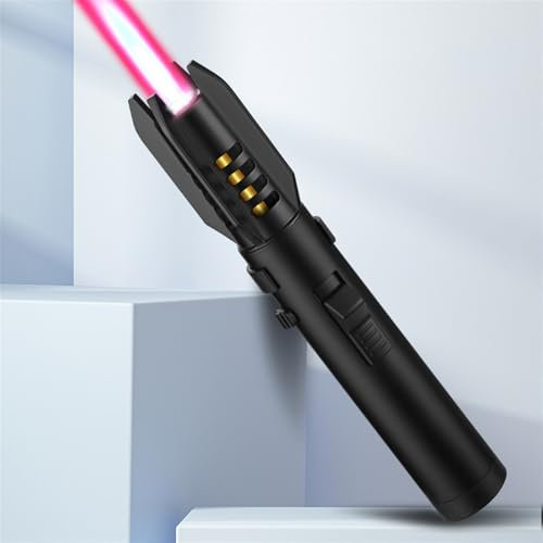 Butan-Fackelfeuerzeug, winddichtes Jet-Flammenfeuerzeug, Lichtschwertfeuerzeug, Flamme einstellbar und nachfüllbar, cooles Feuerzeug mit Flammenschaltersperre. Geeignet for Grillen, Lagerfeuer im Frei