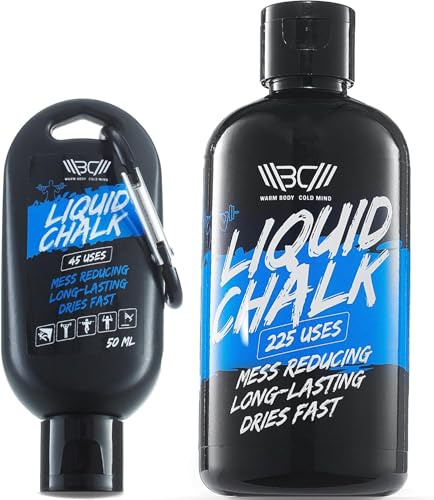 WARM BODY COLD MIND Premium Weightlifting Liquid Chalk - Flüssigkreide für Gewichtheben, Crossfit, Klettern Bouldern Turnen Gym, Fitness Kalk, Magnesium Hände, Schnelles Trocknen