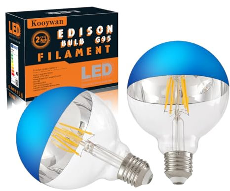 KOOYWAN Dimmbar LED Blau Globus Kopfspiegel Blue Lampe warmweißes E27 8W Deko Glühbirne