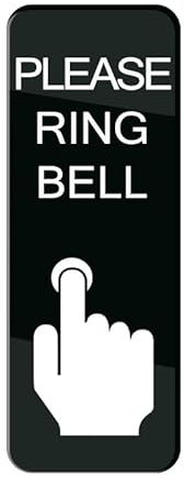 Please Ring Bell Sign Stickers, 8X3 Inch Acrylic Plaque With Strong Adhesives For Door Office Business Outdoor, White Letters On Black Background