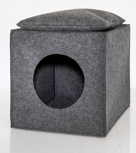 Katzenhöhle aus Filz, faltbar mit Kissen, Kuschel- und Versteckhöhle