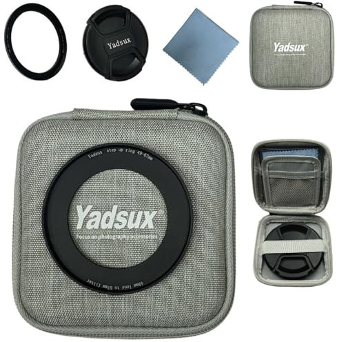 Step-Up-Ring, 49 mm auf 67 mm, Step-Up-Adapterring für 49 mm Objektivhalterung, 67 mm für DSLR-Objektive und ND-UV-CPL-IR-Filter. 67 mm Objektivdeckel und multifunktionale Fotografie-Zubehörtasche