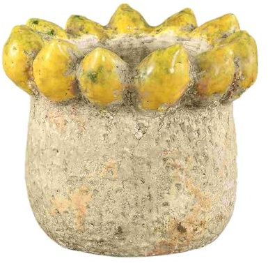 PTMD Fruitsy Pot de fleurs, 21 x 21 x 18 cm, en terre cuite, jaune