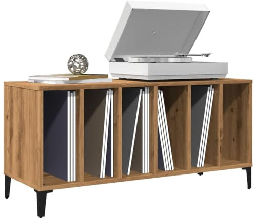 Tidyard Armoire à disques chêne Artisanal 100x38x48cm Bois d'ingénierie, Meuble de Rangement avec Compartiment, Étagère CD et DVD, Armoire Latérale Vitrine pour Salon, Chambre, Bureau