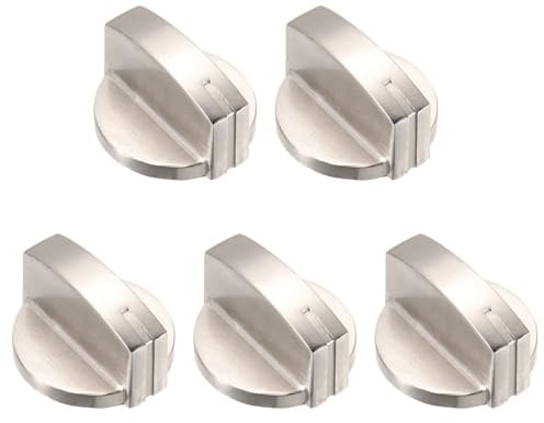 QUARKZMAN 5 Stück Gasherdknopf 8mm Universal Kocher Ersatzknöpfe Gold | Robuste Metall-Oberflächenschalter, für Küchenkochfeld Gasherd & verschiedene Öfen