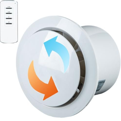 150mm Bathroom Extractor Fan with Wireless Remote Control for Kitchen Toilets Garage and Offices Window Fans with Exhaust and Intake ABS Shell 310m³/h Ventilation IPX2 Waterproof