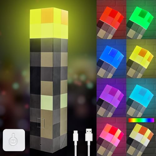 TUKIIE Light-up Wall Torch Light, Night Lamp with 7 Colours, Wall Mount or Hand Held USB Rechargeable Night Lamp Gift for Kids Boys Bedroom Decor