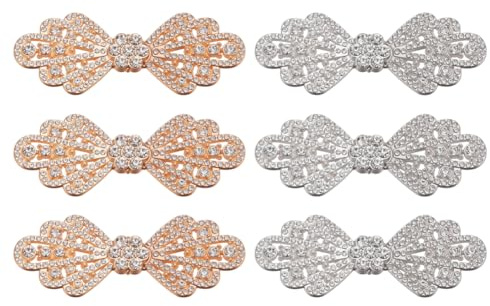 PLIGREAT 6 Stücke Vintage Mantel Verschluss, Strass Pullover Clips Fliege Form Schal Kragen Fixierung Kleid Seide Schal Verschluss Retro Strickjacke Clip für Frauen Kleidung Dekoration Accessoires