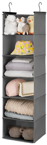 GRANNY SAYS Hängeregal Schrank mit 6 Fächern, 1 Stück Hängeaufbewahrung Kleiderschrank Organizer Hängend, Schrank Hängeorganizer, Faltbare Hängeregal Stoff, Dunkelgrau Hänge Organizer