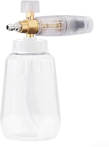 Car Washer Foam Bottle 1L with Adjustable Nozzle and Quick Connect for Superior Cleaning Power (Clear 1L)